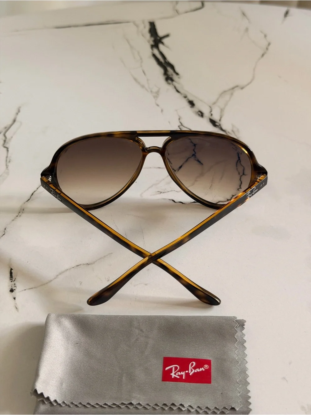 Ray-Ban Brown Gradient Aviator Sunglasses with Tortoiseshell Frame